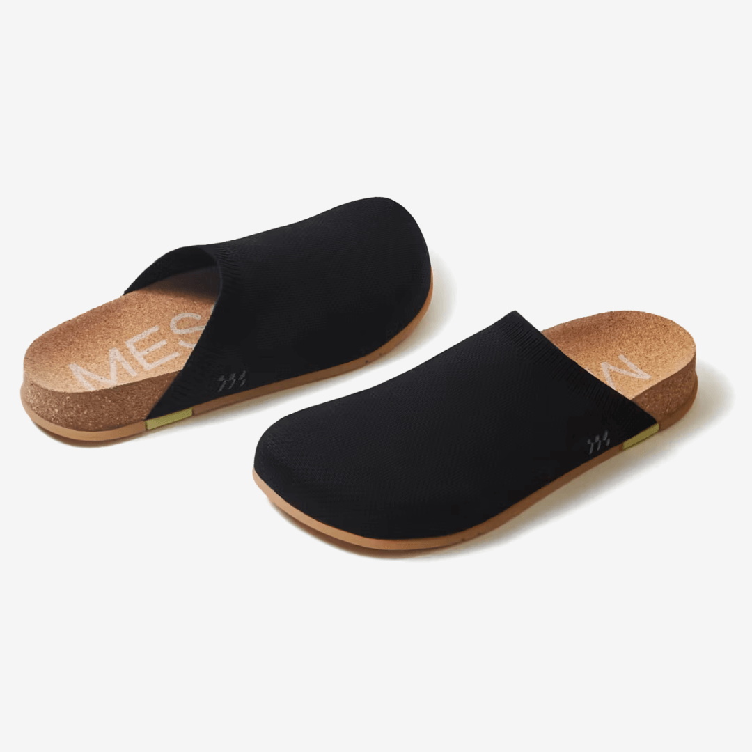 Showcasing a pair of black Henning Classic Mules.