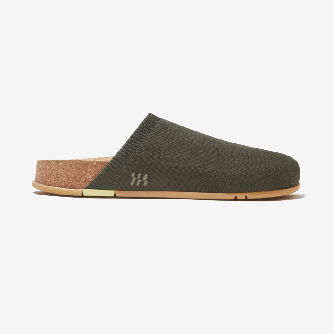 Showcasing the side view of Henning Classic Mule in Olive
