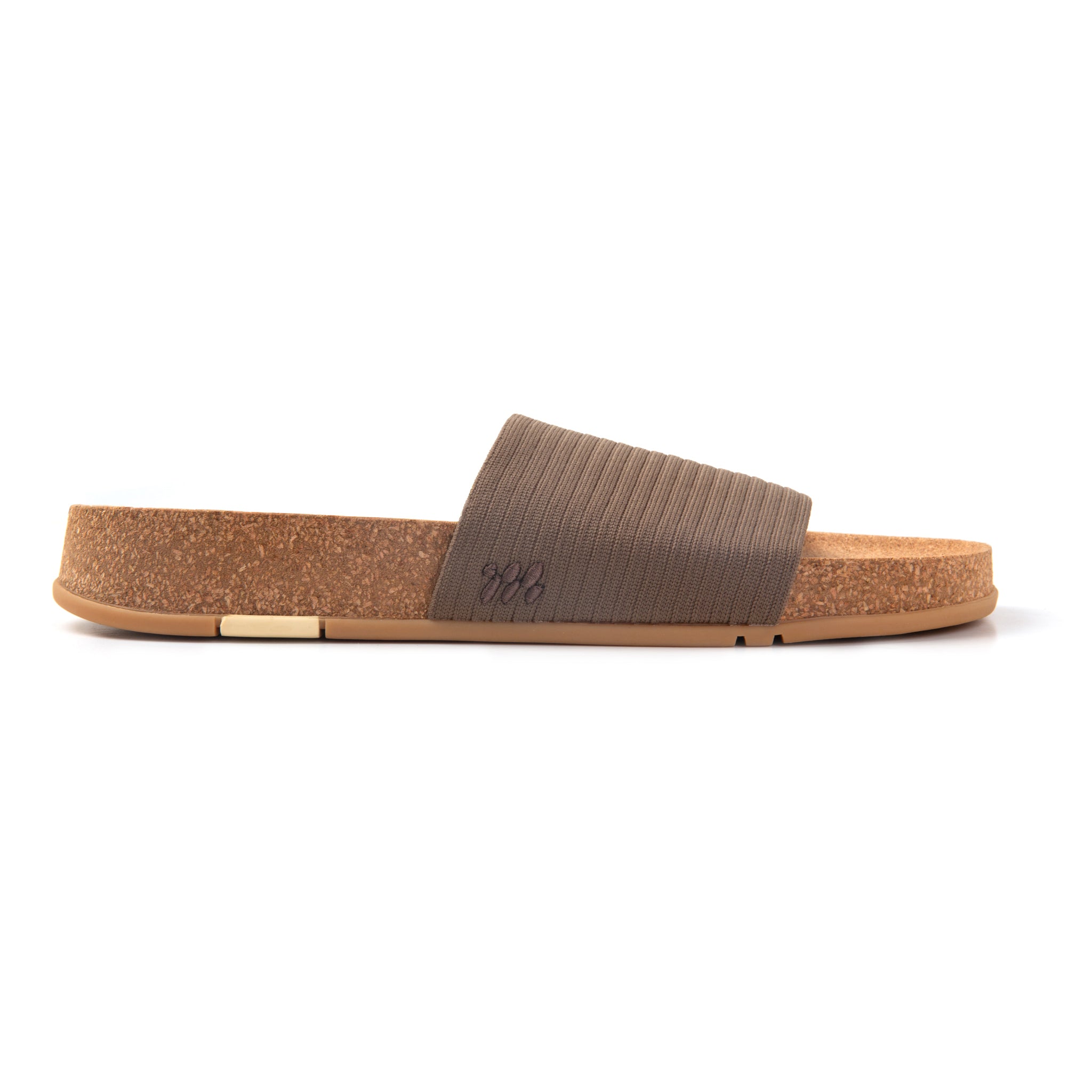 Brown sandal with cork sole on a white background