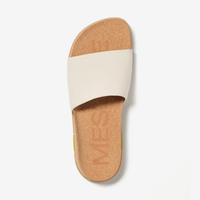Showcasing the top view of Mullen Classic slide in Creme